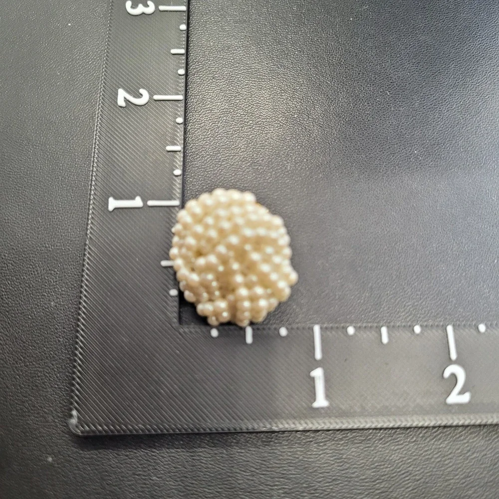 Vintage Faux Pearl Cluster Stud Earrings Gold Tone Beaded Button Bridal Wedding